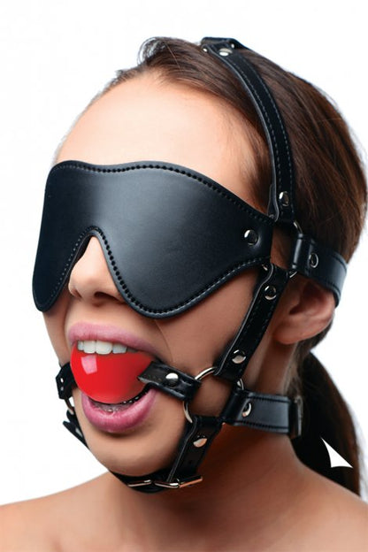 Blindfold Harness And Ball Gag