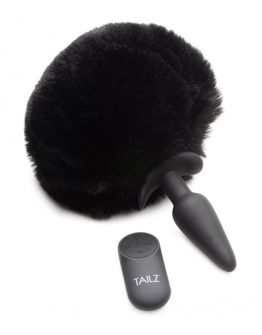 Vibrating Anal Plug With Interchangeable Black Bunny Tail