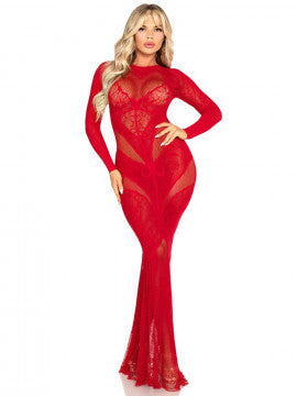 Lace and Net Body Con Gown